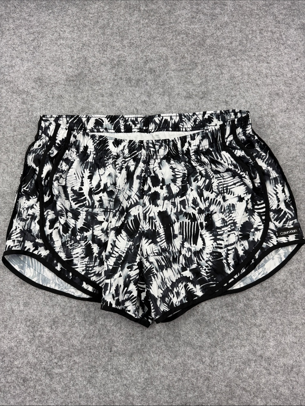 Calvin Klein Black and White Abstract Athletic Running Shorts